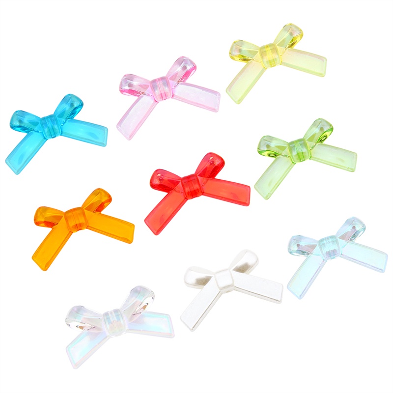 Set 4 hạt acrylic trong suốt hình nơ 34x20mm dùng làm trang sức thủ công
