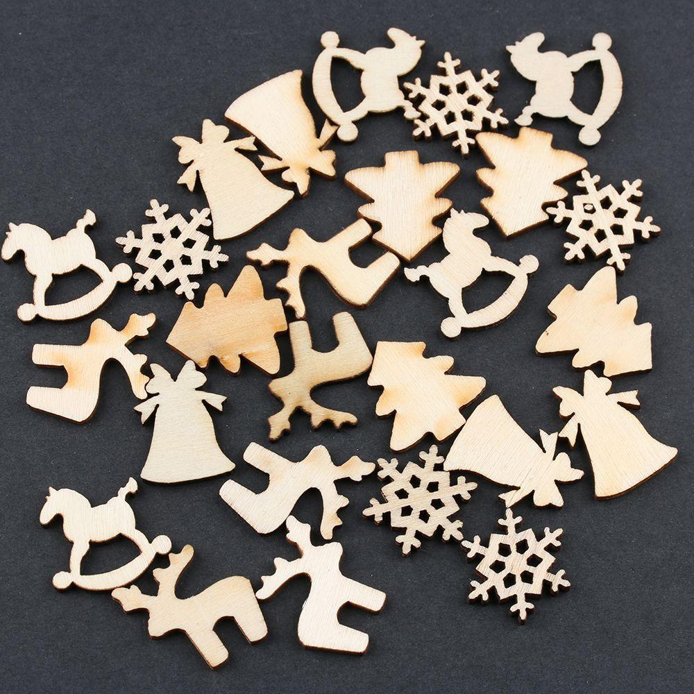 MUVAKO Bộ 30 Bông Tuyết Gỗ Trơn Dày 20mm Tự Trang Trí Giáng Sinh
