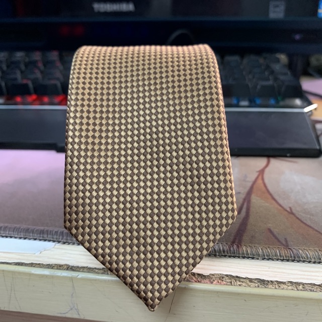 Cà vạt nam vải gân màu vàng đồng - cà vạt công sở bản 5cm hàn quốc