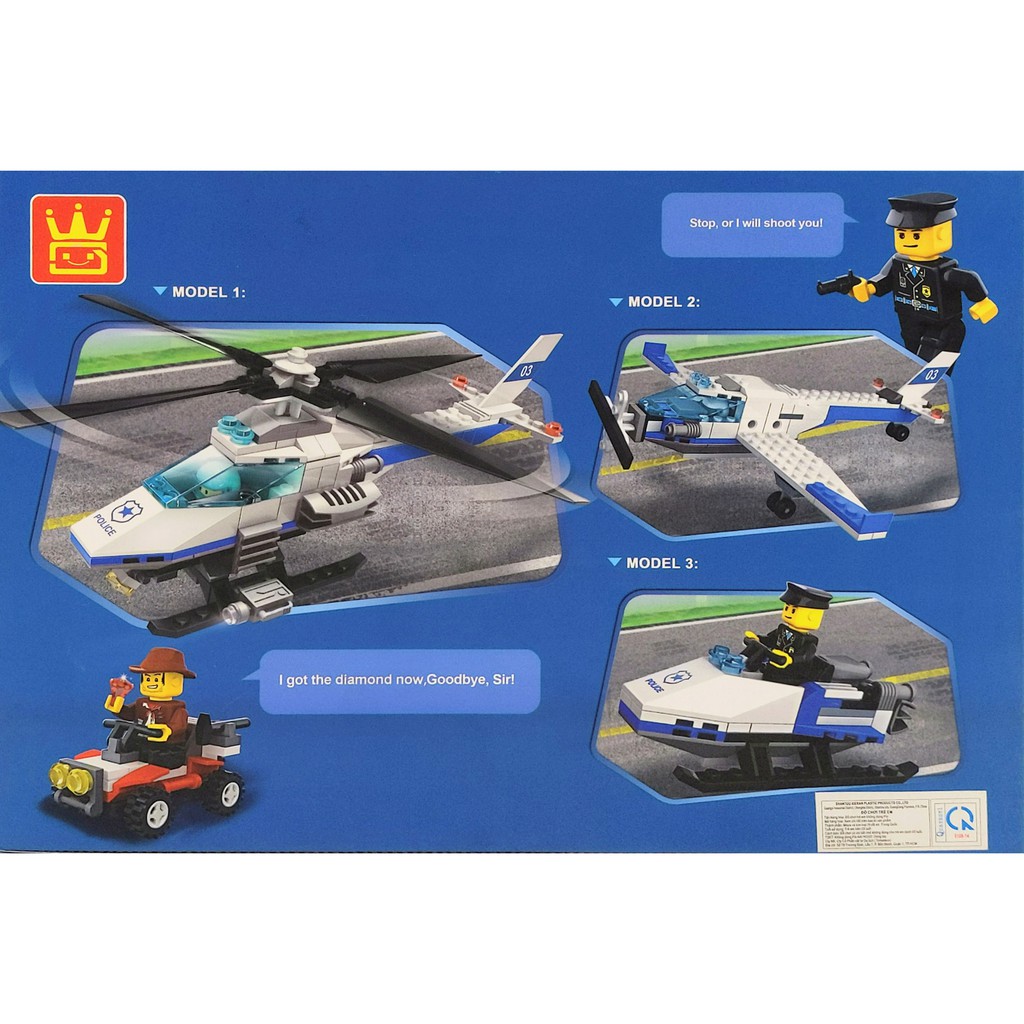 Bộ LEGO lắp ráp mô hình máy bay cảnh sát 3 trong 1 - 206 miếng ghép