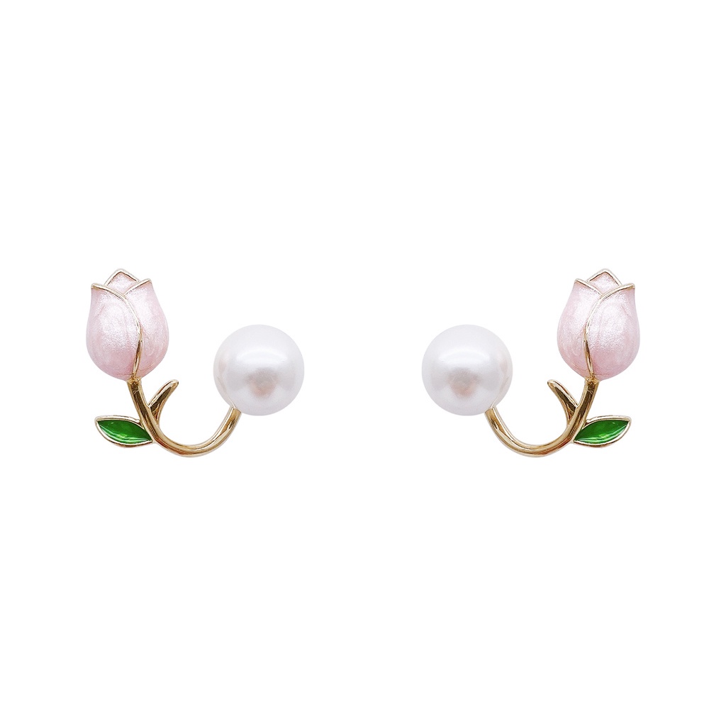 Hoa tai AY hình hoa tulip đính ngọc trai thời trang dành cho nữ