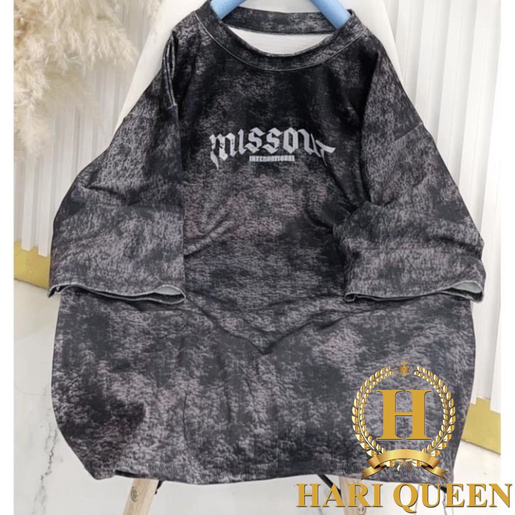 Áo thun Unisex nam nữ MISSOUT loang form rộng đẹp tay lỡ kiểu hàn quốc vải cotton HARI in hoạ tiết
