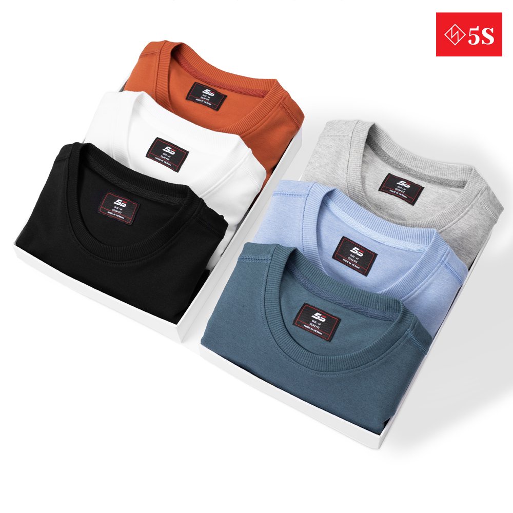 Áo Nỉ Nam 5S Cổ Tròn (6 màu), Chất Cotton Cao Cấp, Vải Trơn, Phom Ôm Trẻ Trung, Màu Sắc Cơ Bản Dễ Phối Đồ (ANI21013-5) | BigBuy360 - bigbuy360.vn