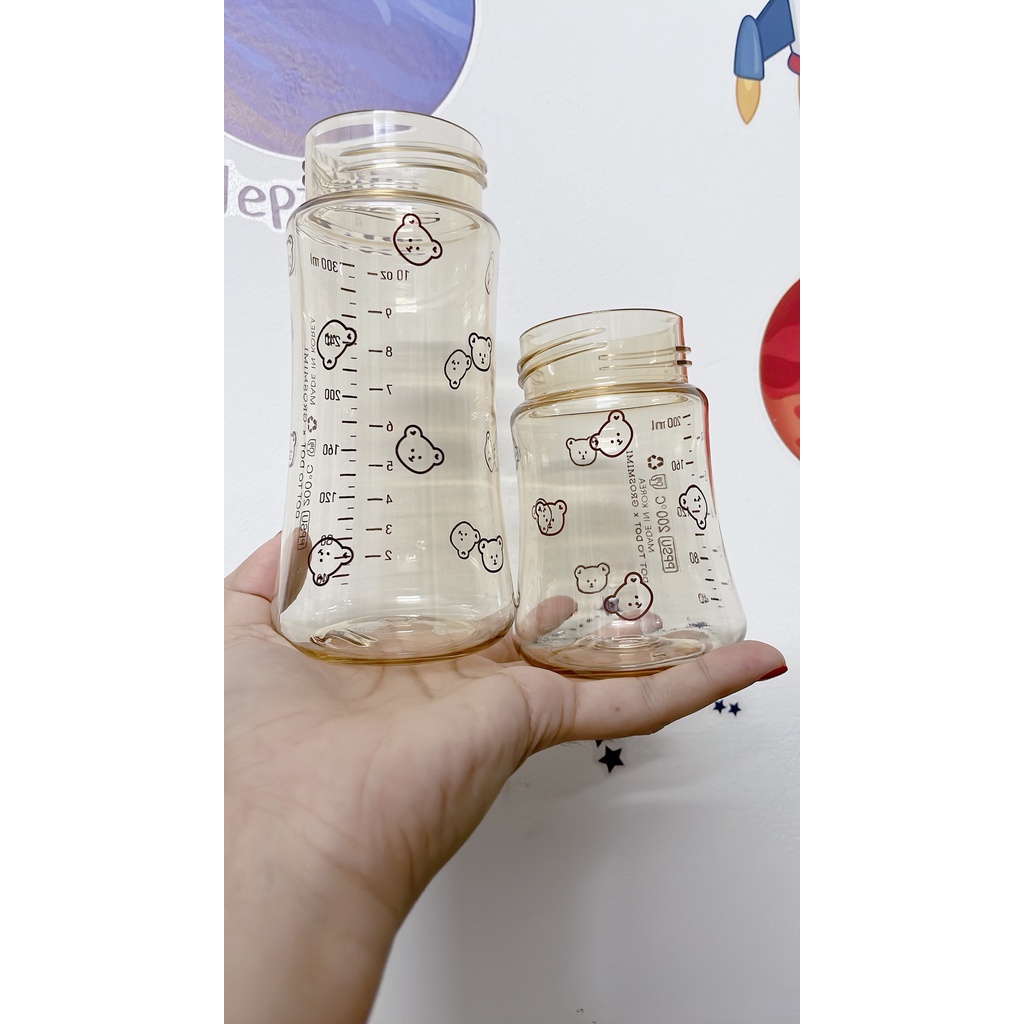 (tách lẻ) Thân bình sữa Grosmimi Gấu Bear/ Cherry/ Olive/ Dark series - size 200ml và 300ml / Phụ kiện bình sữa Grosmimi
