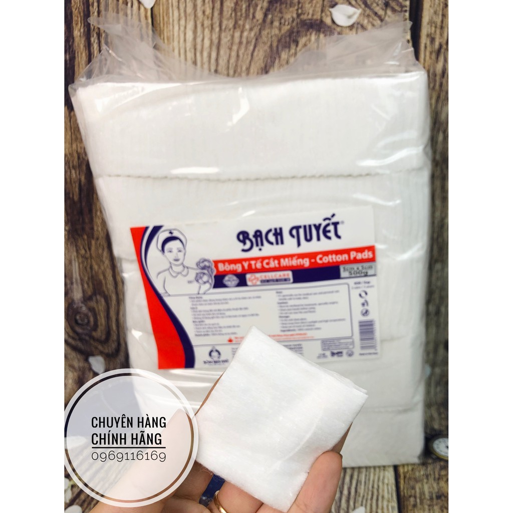 Bông Bạch Tuyết cắt miếng sẵn gói 0.5Kg size 5x5 – Bông gòn chăm sóc vết thương, vệ sinh cho bé, Spa bịch 0.5kg