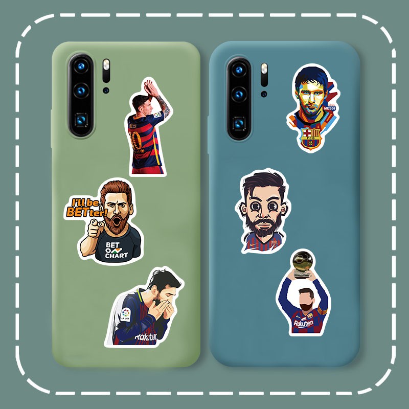 Set 50 hình dán trang trí chống thấm nước hình cầu thủ bóng đá Messi độc đáo