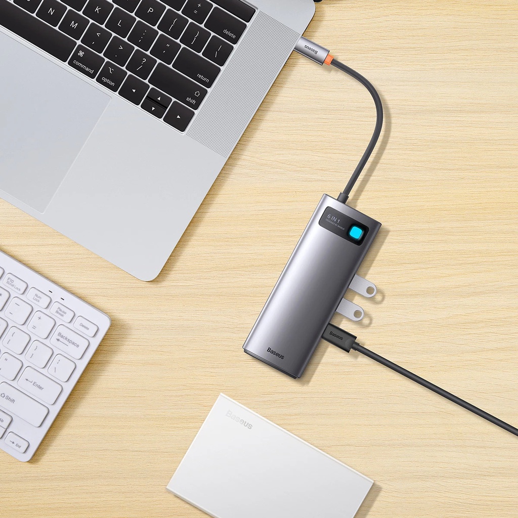 Cổng chuyển 6in1 USB-C to HDMI/VGA/USB/C hàng chính hãng Baseus