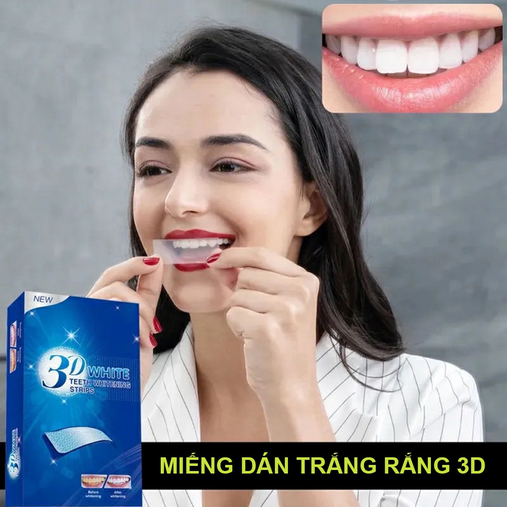 Miếng dán trắng răng tiện lợi 3D White Teeth Whitening Strips gồm 14 miếng dán 7 gói