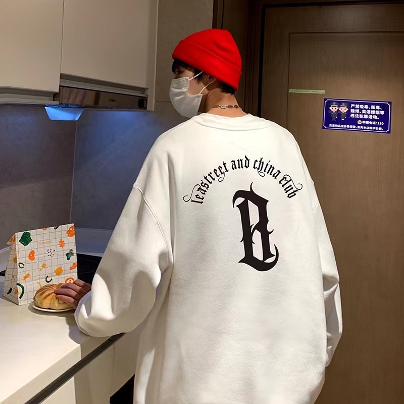 Áo hoodie ZHELIHANGFEI tay dài dáng rộng in họa tiết phong cách đi học thời trang trẻ trung