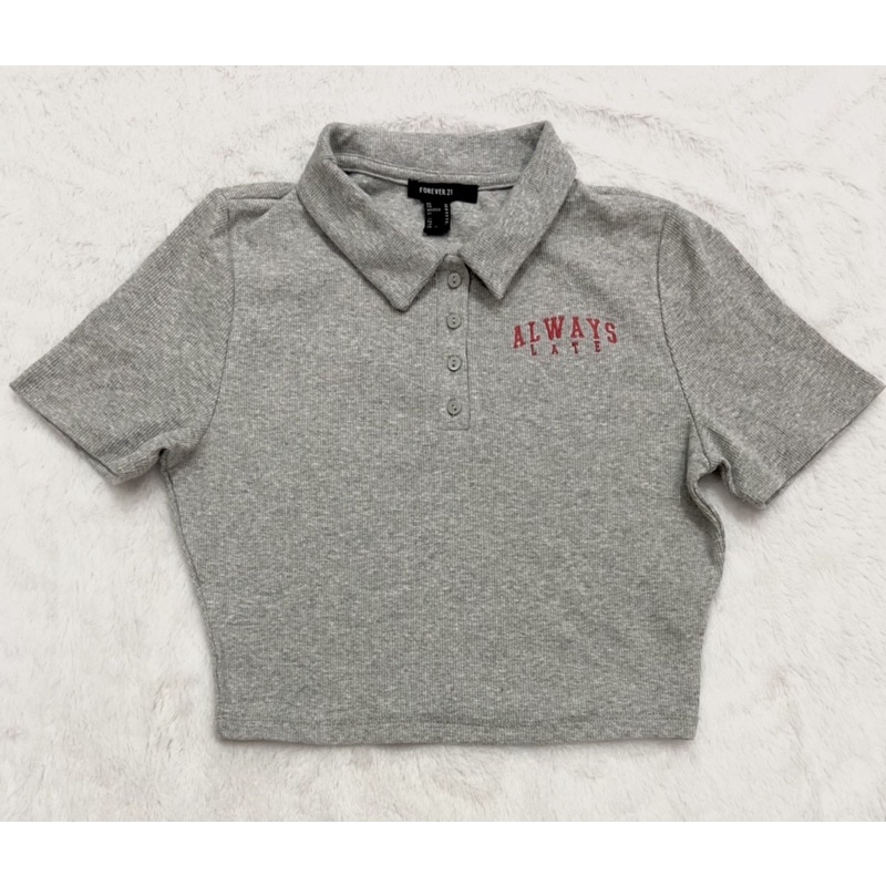 Áo crop top polo thun gân hãng Forever 21 - Thanh lý vnxk