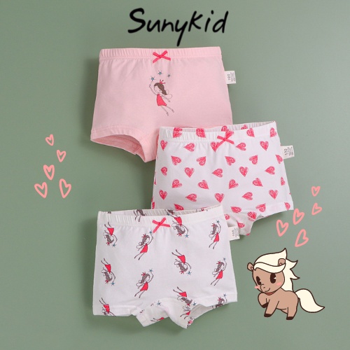 Quần lót bé gái combo 3 quần chíp đùi trẻ em cotton HC504  kháng khuẩn Sunykid cho bé từ 2-16 tuổi