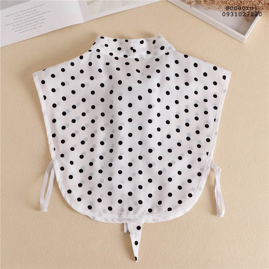 Cổ áo giả tháo rời thắt nơ họa tiết châm bi tạo kiểu cổ áo xinh xắn cho nữ, phối đồ công sở - Mã CD86