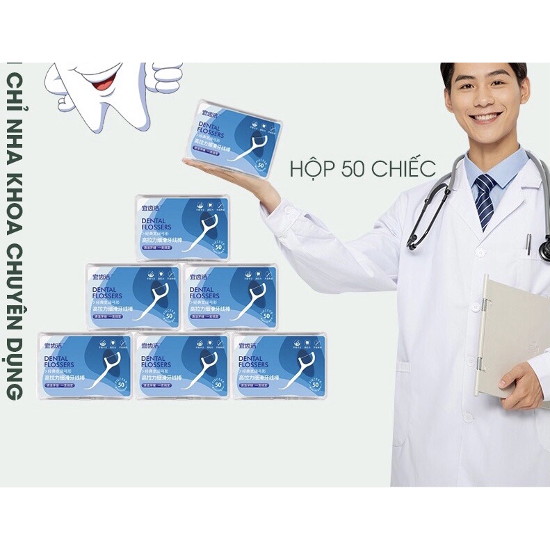 Tăm chỉ nha khoa tiệt trùng hộp 50 cây