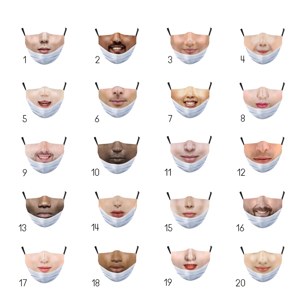 Khẩu trang vải in 3D hình mặt người chủ đề TikTok vui nhộn | BigBuy360 - bigbuy360.vn