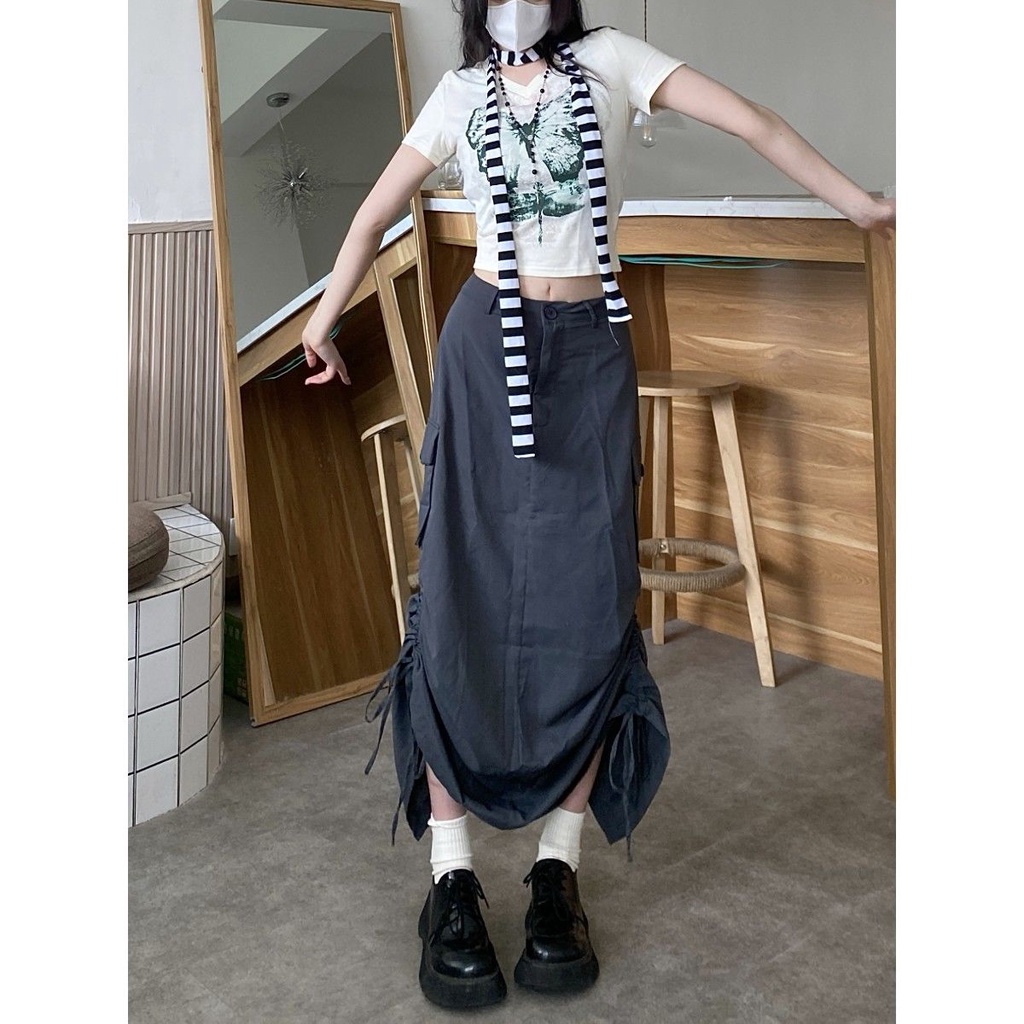 Áo Thun Croptop Cổ Tròn In Hình Bướm Màu Trắng Phong Cách Retro Mỹ y2k Takeoff Dễ Phối Đồ Cho Nữ