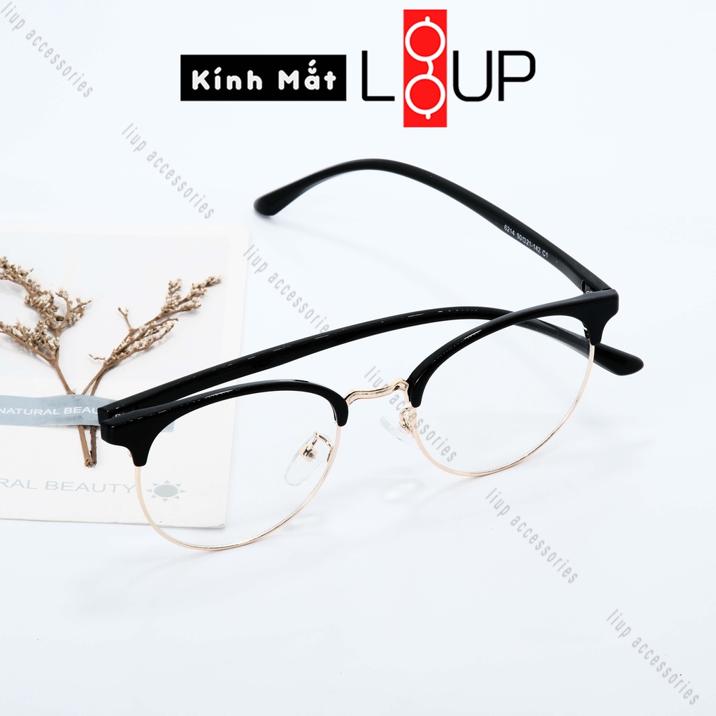 Gọng kính cận mắt tròn nam nữ Liup Eyewear cắt vành dẻo thời trang 6214