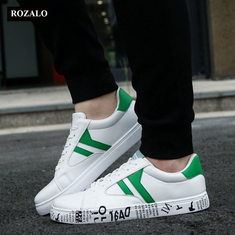 Giày sneaker nam thời trang thể thao da trắng Rozalo RM5088