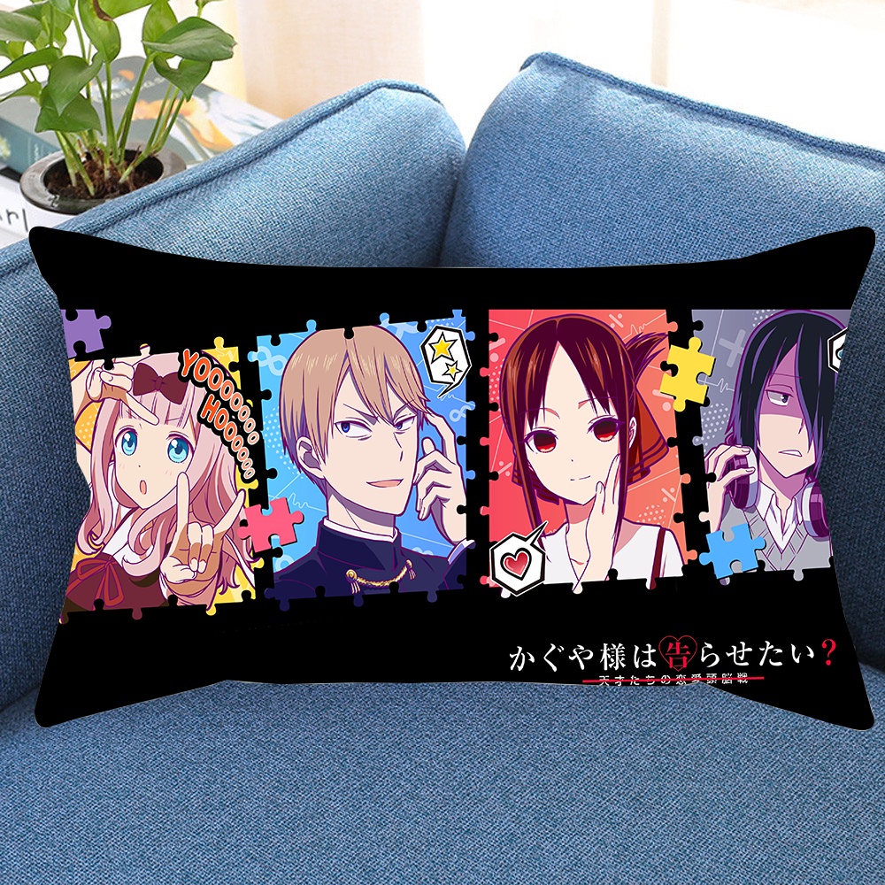 Vỏ Gối Chữ Nhật In Hình Anime Kaguya-sama - Love Is War Một Mặt Trang Trí Nhà Cửa