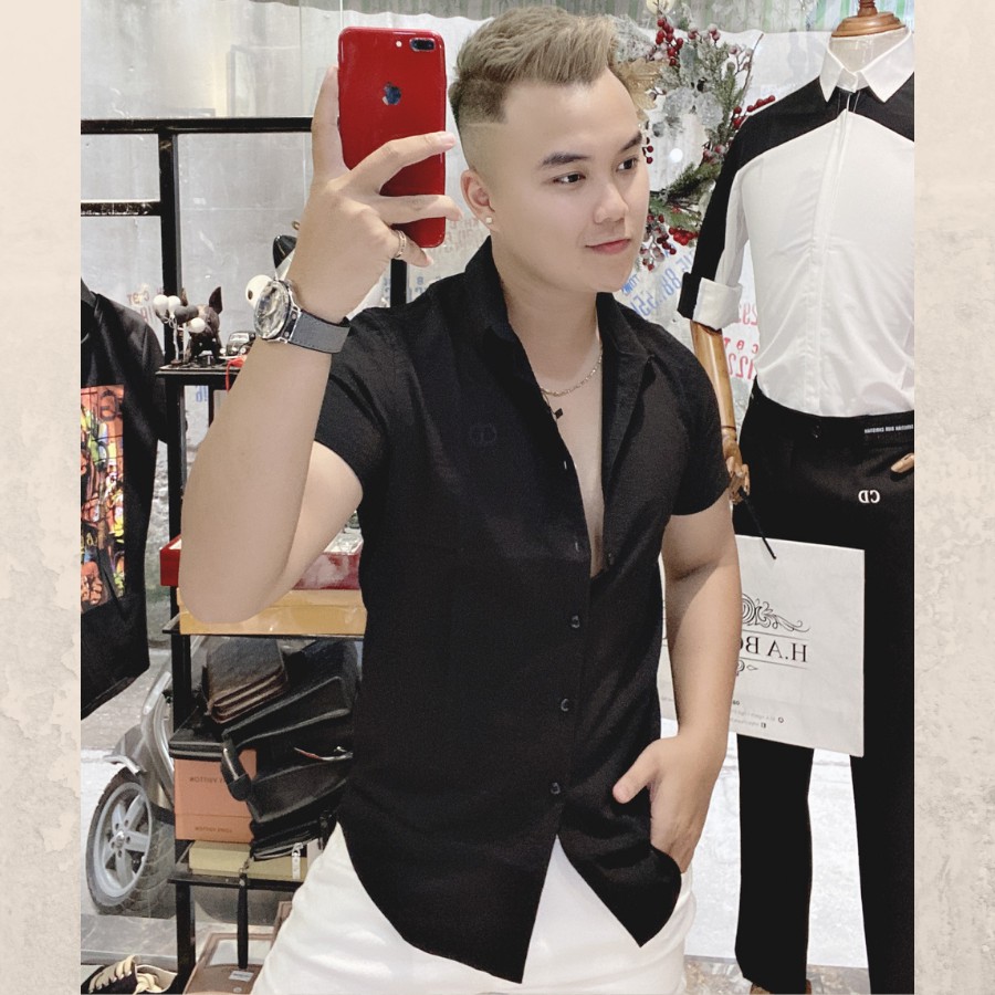 Áo sơ mi cộc tay linen cổ bẻ MiMEGA chất đũi 3 màu dáng ôm | BigBuy360 - bigbuy360.vn