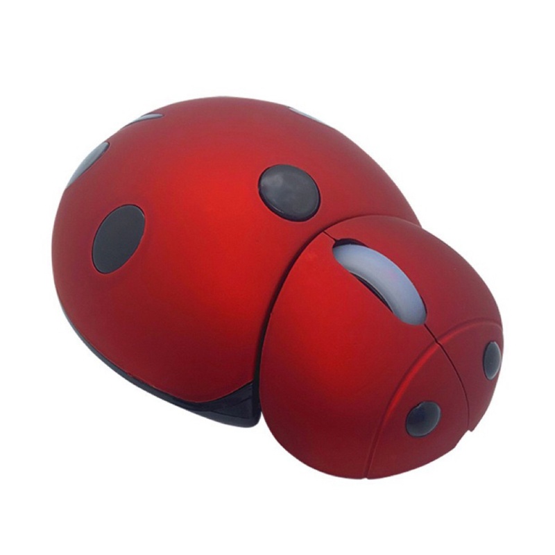 DOU Wireless Mouse 2.4GHz Small Ladybug Cartoon Mouse Suitable for Gaming Office