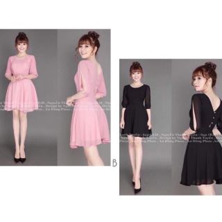 Đầm Voan Vintage Tay Lỡ Khoét Vai