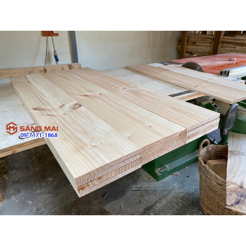 [MS62] Tấm gỗ thông mặt rộng 20cm x dày 1,5cm x dài 120cm + láng mịn 4 mặt