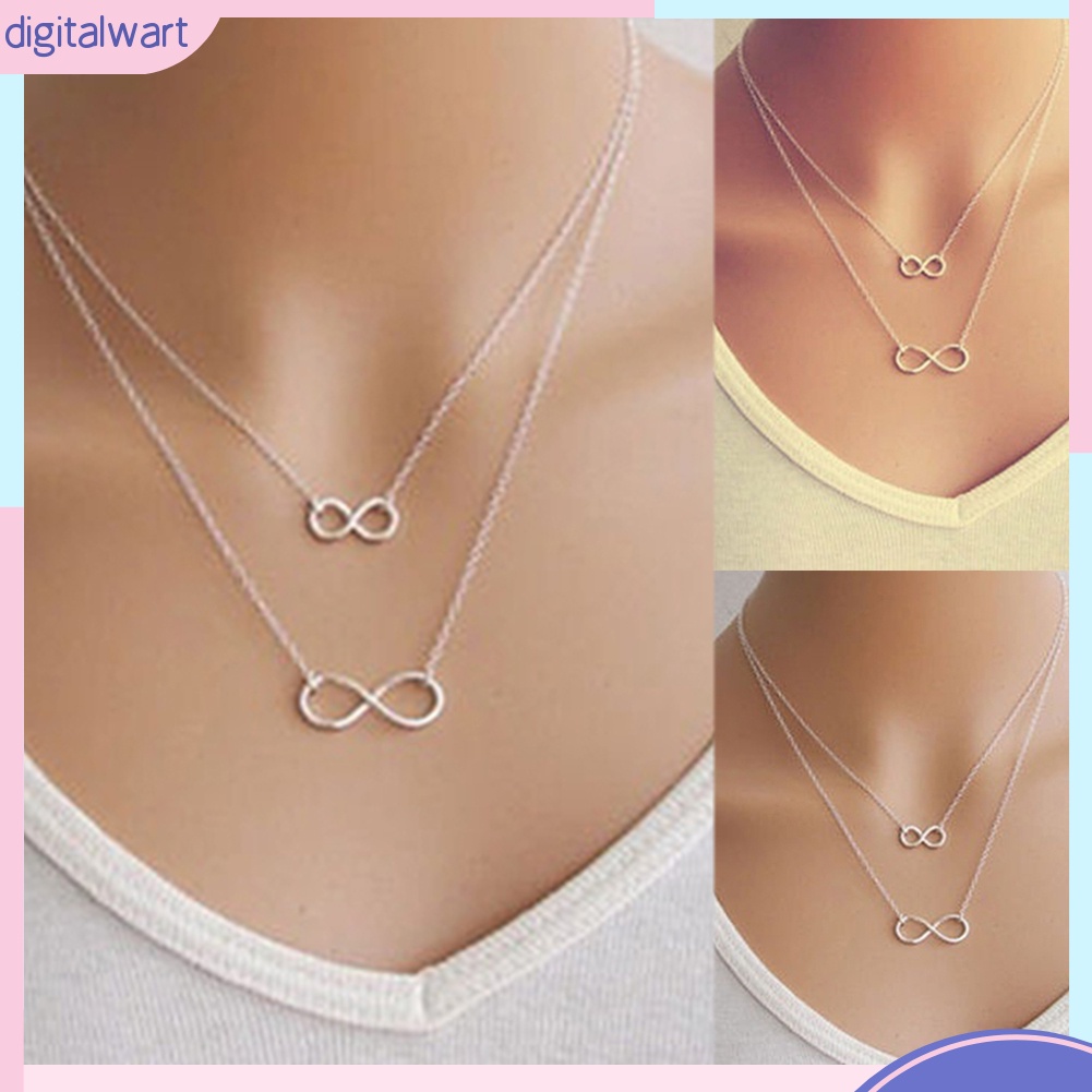 Vòng cổ choker 2 tầng mặt hình vô cực nhỏ xinh xắn dễ thương độc đáo dành cho nữ
