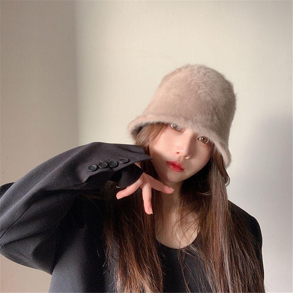 Nón Panama Bằng Vải Lông Mềm Màu Trơn Ấm Áp Thời Trang