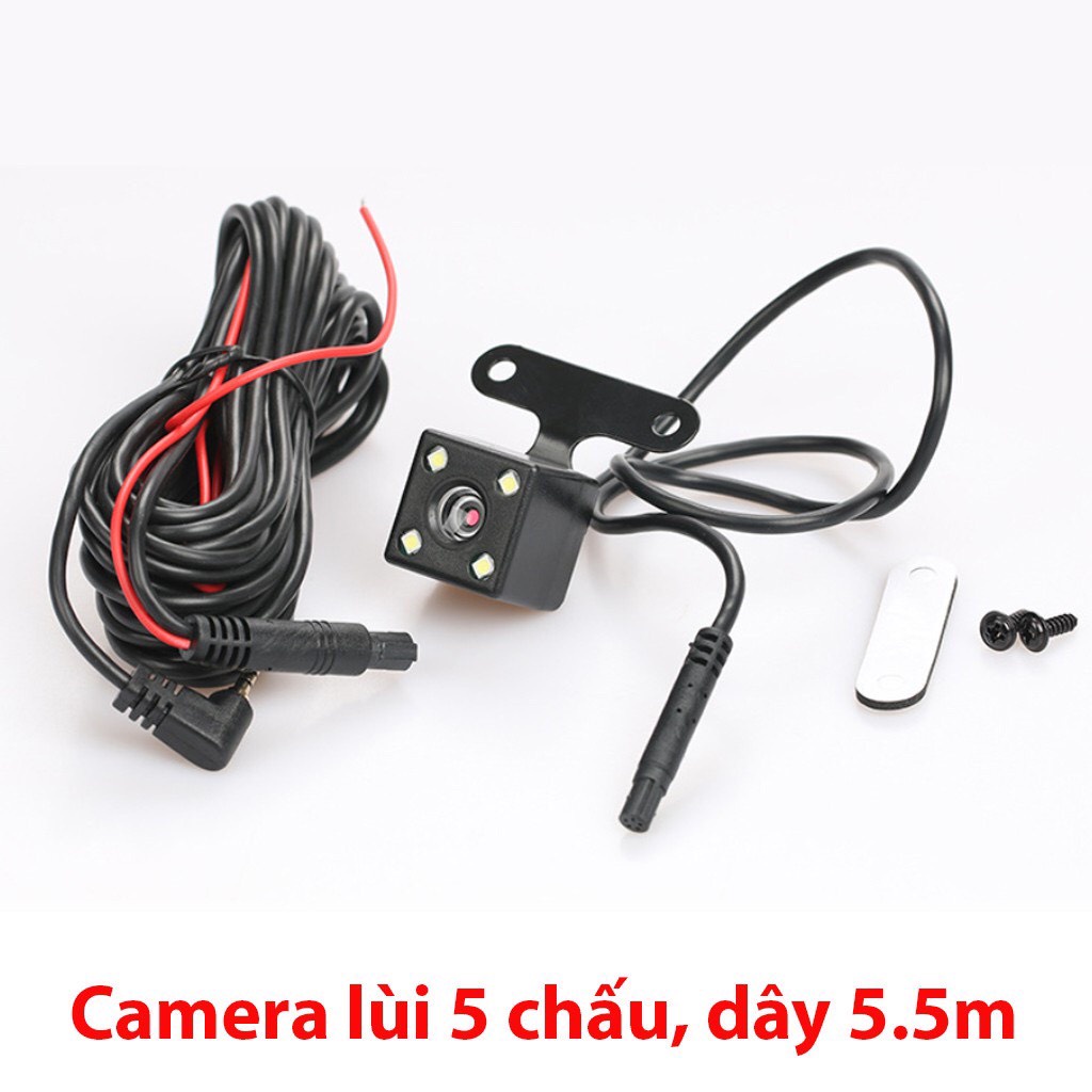 Camera lùi lắp cho camera hành trình, jack 2.5, 5 chân loại 4 led, dây tín hiệu dài 5,5m