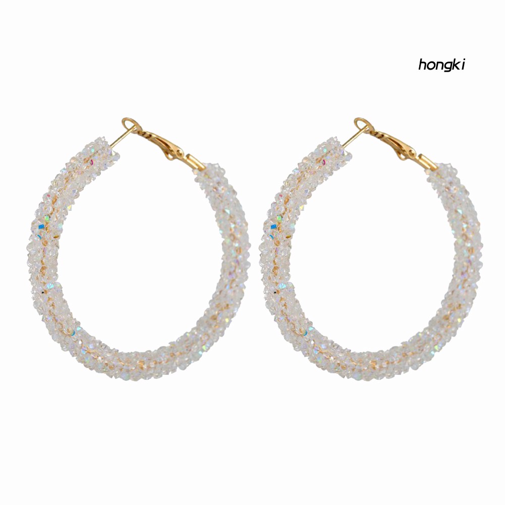 Khuyên tai tròn đính đá thời trang sành điệu cho nữ