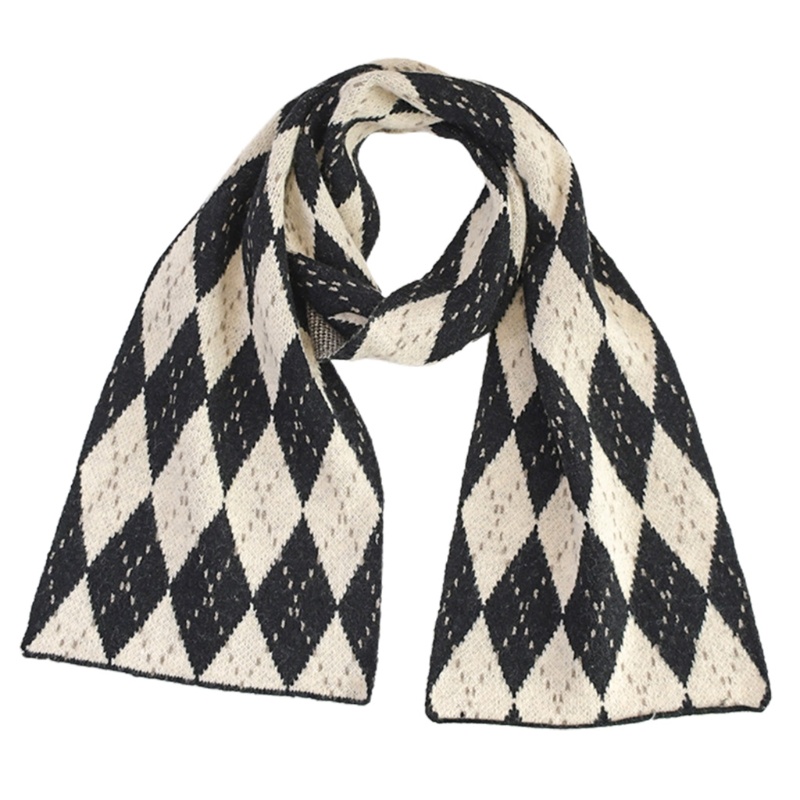 Khăn Choàng Cổ Giữ Ấm Mùa Đông In Họa Tiết Lưới Kim Cương