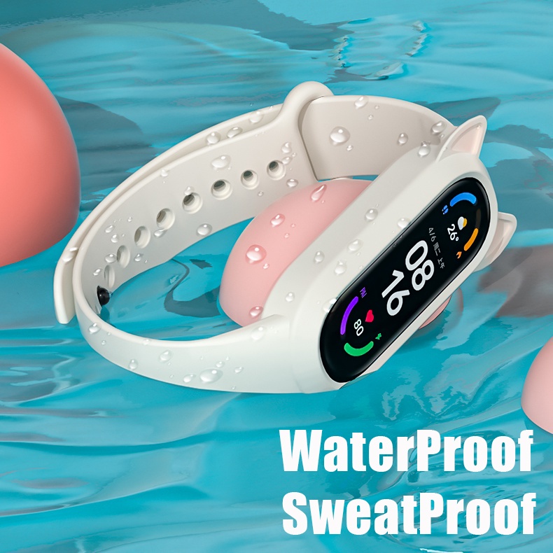 Dây Đeo Thay Thế Bằng Silicone Hình Tai Mèo Cho Xiaomi Mi Band 7 6 5 4 3 Mi Band 7 6 5