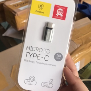 Đầu chuyển chân sạc từ micro sang type C chính hãng Baseus