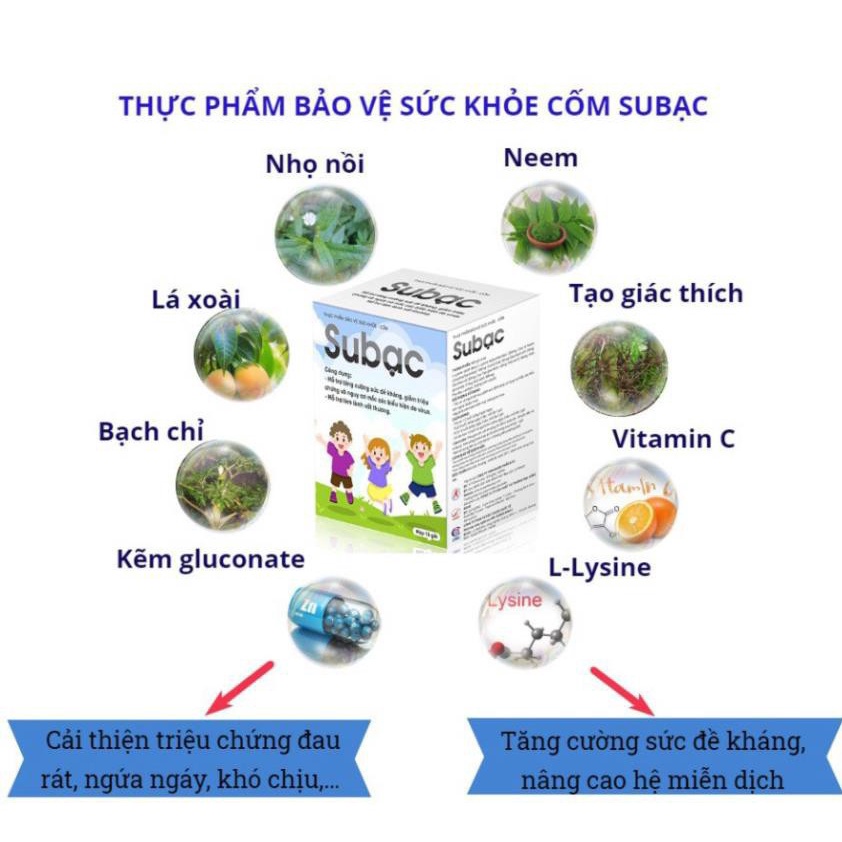 CỐM SU BẠC - DƯỢC PHẨM Á ÂU - CỐM SUBAC HỖ TRỢ TĂNG SỨC ĐỀ KHÁNG CHO TRẺ, BỔ SUNG LYSINE, VITAMIN C