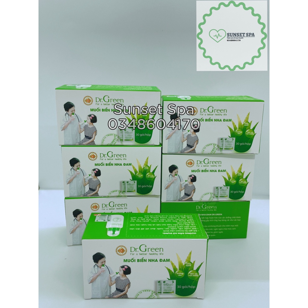 Muối Biển Nha Đam Dr.Green  Rửa mũi cho bé và người lớn - Hiệu quả với viêm mũi dị ứng, viêm mũi xoang