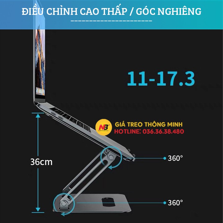 Giá đỡ laptop tablet bằng nhôm 11 - 17.3 Inch - Đế tản nhiệt nâng Macbook - máy tính bảng - Ipad  Model: P43