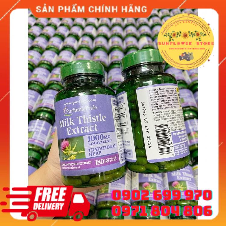 Viên uống Milk Thistle 1000mg Puritan’s Pride – Bổ Gan, Giải Độc Gan – 180 viên của Mỹ