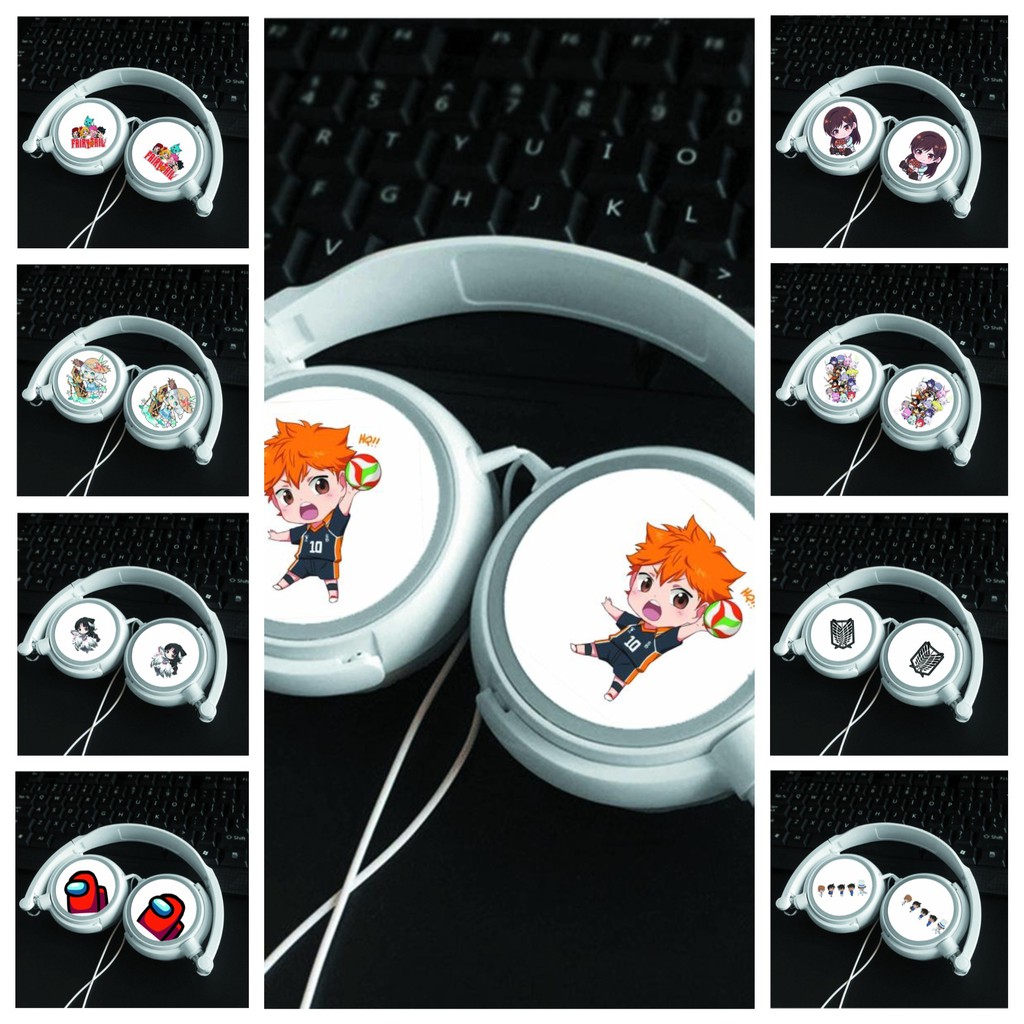 Tai nghe chụp AMONG US ATTACK ON TITAN CONAN FAIRY TAIL HAIKYUU HONKAI IMPACT IDENTITY V NARUTO ONE PIECE anime chibi