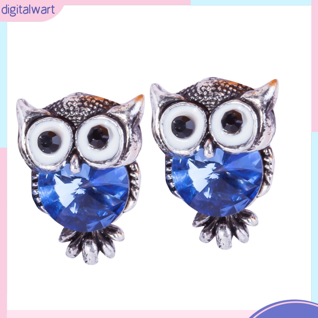 Dg✌❤ Bông Tai Hình Chim Cú Đính Đá Bằng Hợp Kim Thời Trang Dự Tiệc