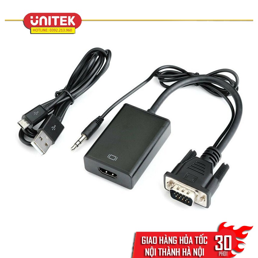 Bộ Cáp chuyển đổi tín hiệu từ VGA sang HDMI có âm thanh kèm theo cáp Micro USB