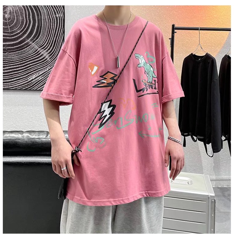 Áo Thun Tay Ngắn Dáng Rộng In Họa Tiết Hoạt Hình Phong Cách Hip Hop Thời Trang Mùa Hè Cho Nam size M-8XL