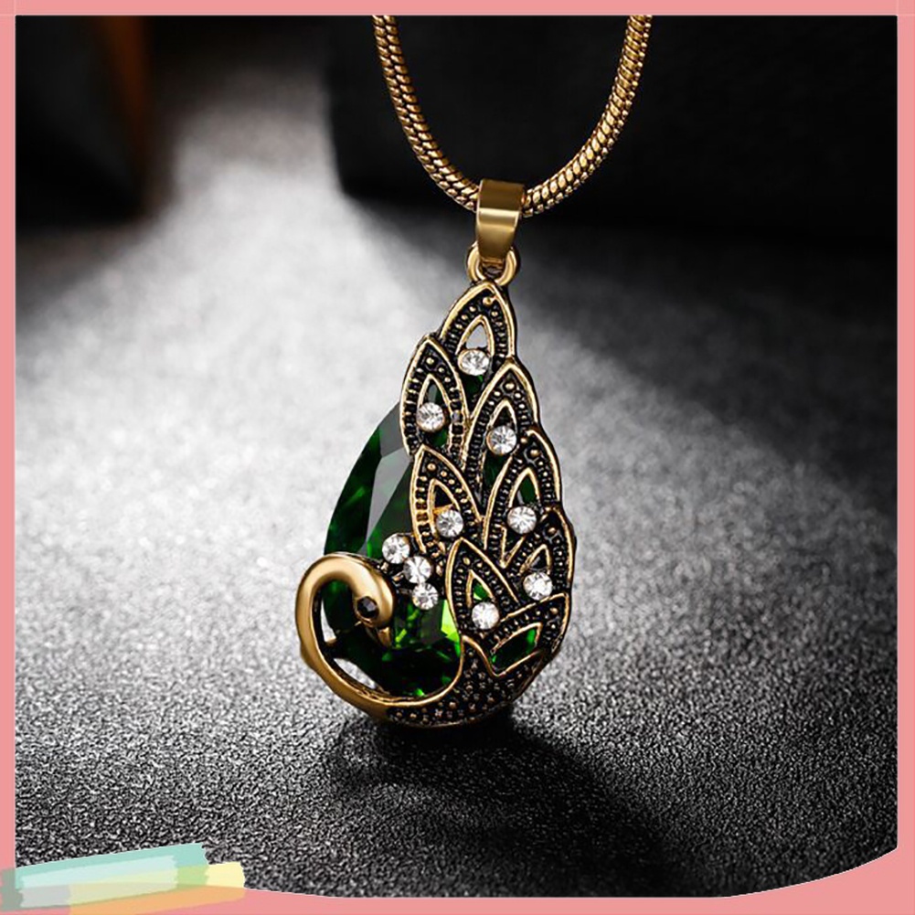 Bộ 3 Vòng cổ Và Đôi Khuyên Tai Hình Con Công Đính Đá Thời Trang Cho Nữ