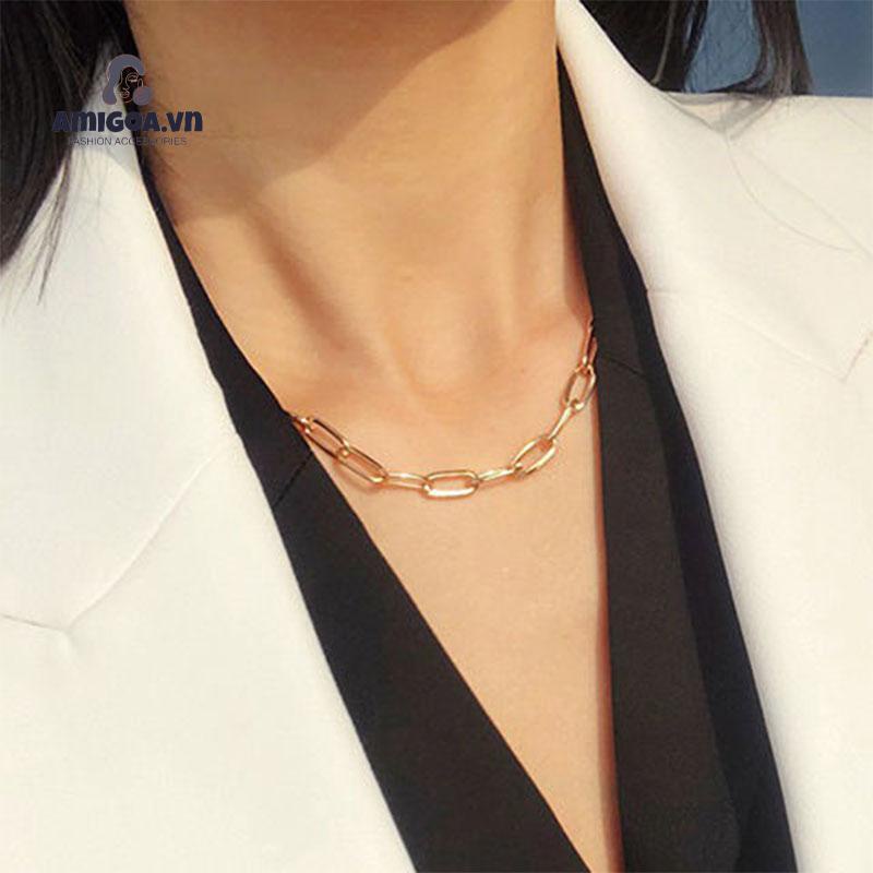 Vòng cổ Kim Loại Ngắn Phong Cách Punk Cổ Điển