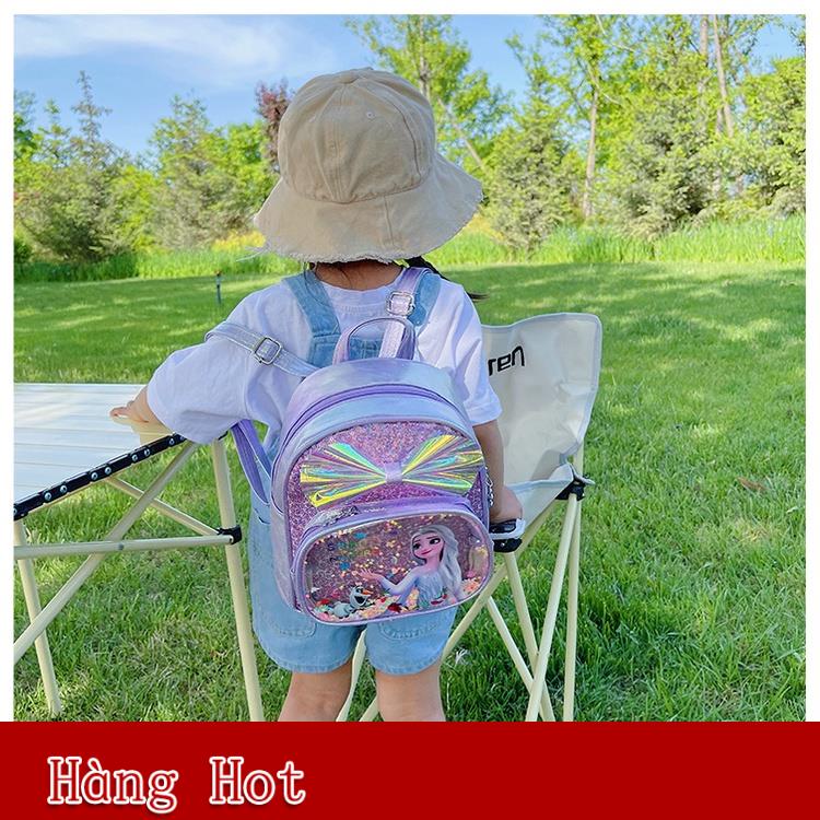 (Giảm Mạnh) DISNEY Ba Lô Mini Trong Suốt Đính Kim Sa Lấp Lánh Mềm Mại Chống Thấm Nước Thoáng Khí Họa Tiết Công Chúa Elsa