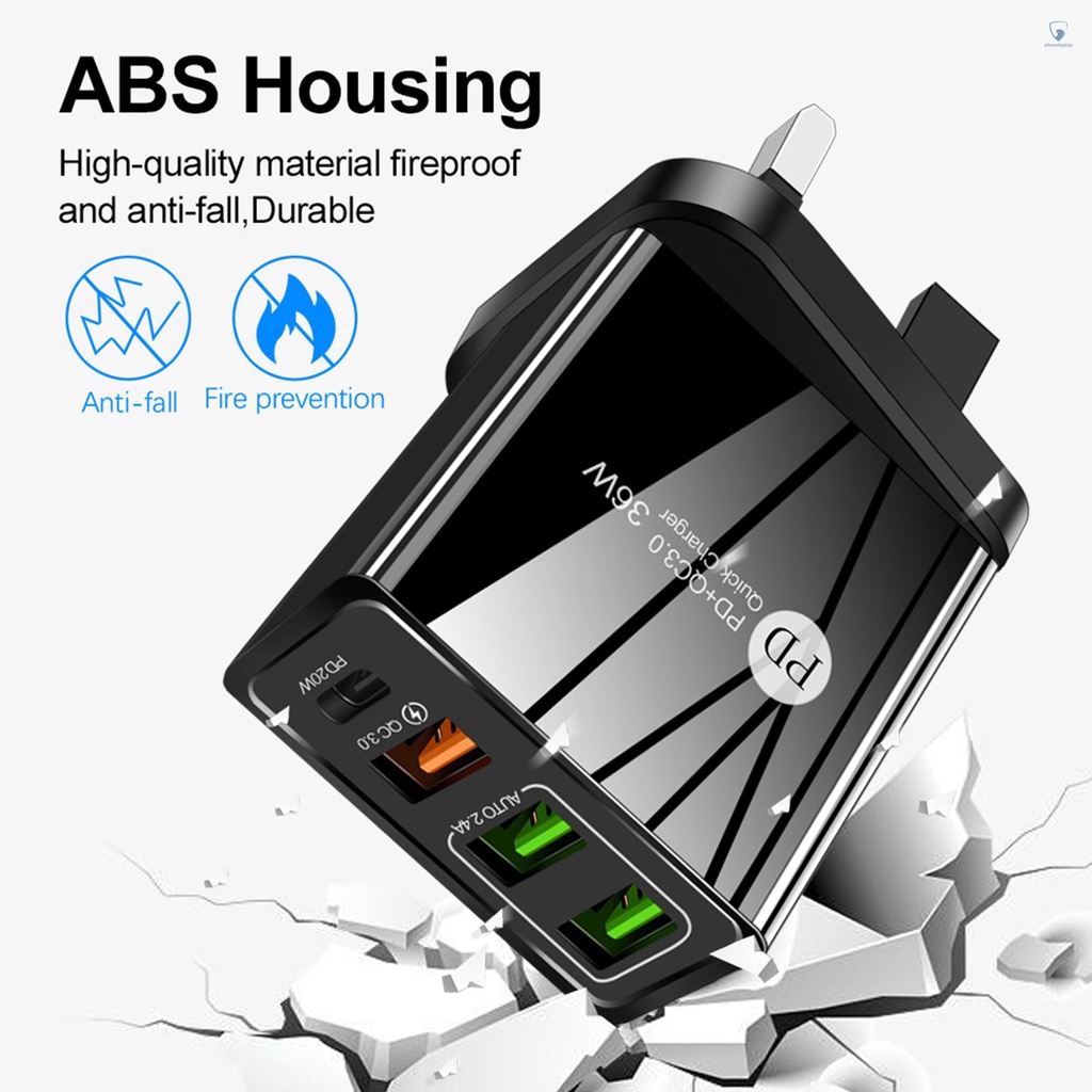 Thiết Bị Chuyển Đổi Sạc Nhanh 36W PD Với 3 Cổng USB