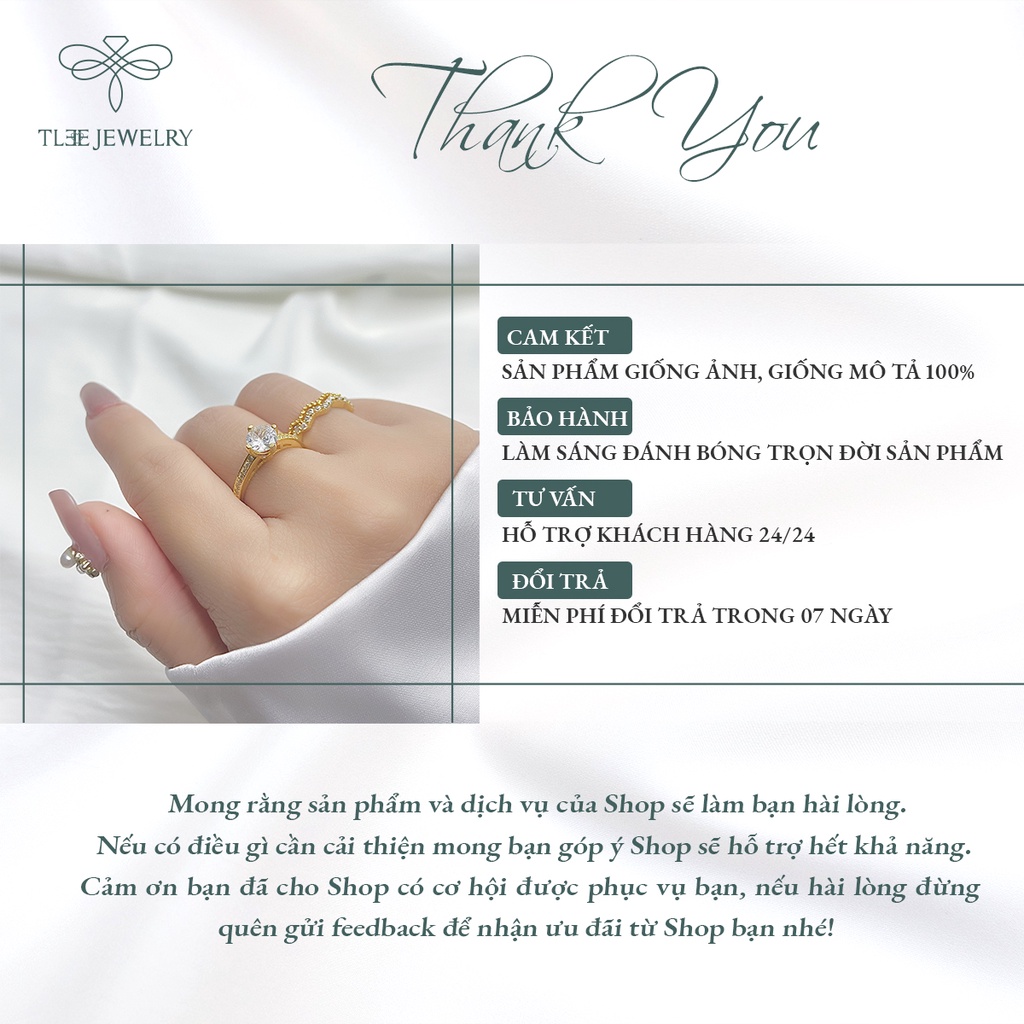 Nhẫn bạc nữ TLEE bốn chấu mạ vàng 14k sang tay NCJ A0147