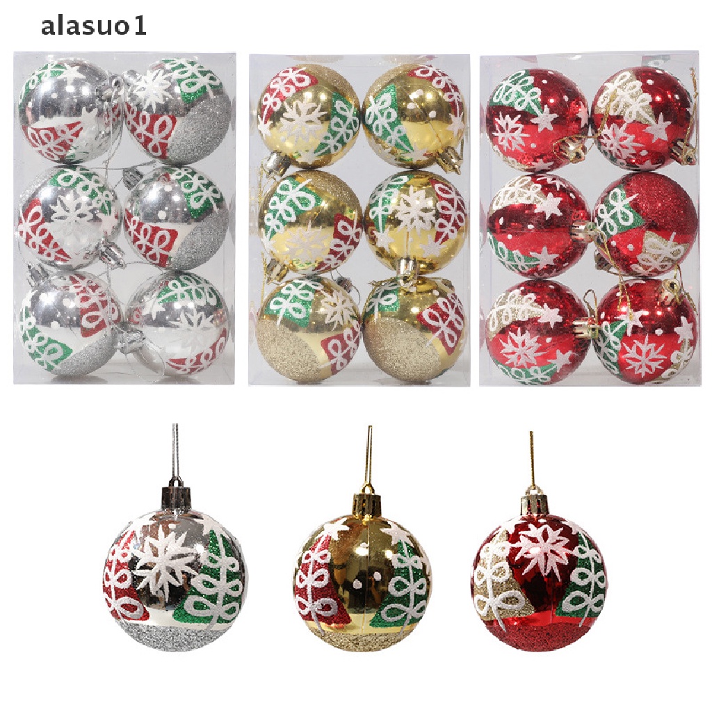 1 [alasuo1] Hộp 6 Trái Châu Trang Trí Cây Thông Noel Đầy Màu Sắc