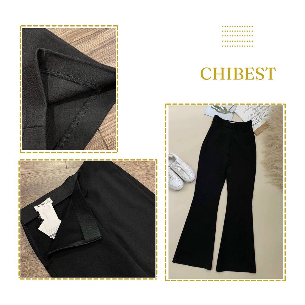 Quần ống loe nữ quần ống loe lưng chun khóa hông CHIBEST YQB0110 .
