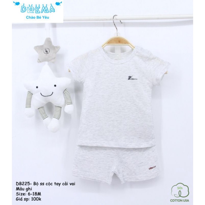 Dokma Bộ cộc tay cái vải bé gái, bé trai 9-24M