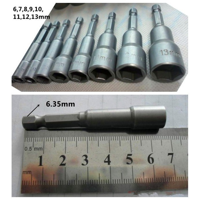 Đầu Khoan Lục Giác 6mm,7mm,8mm,9mm,10mm,11mm,12mm,13mm.